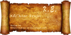 Kübler Ervin névjegykártya
