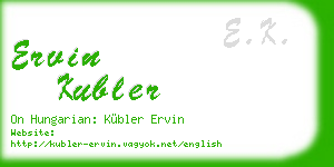 ervin kubler business card